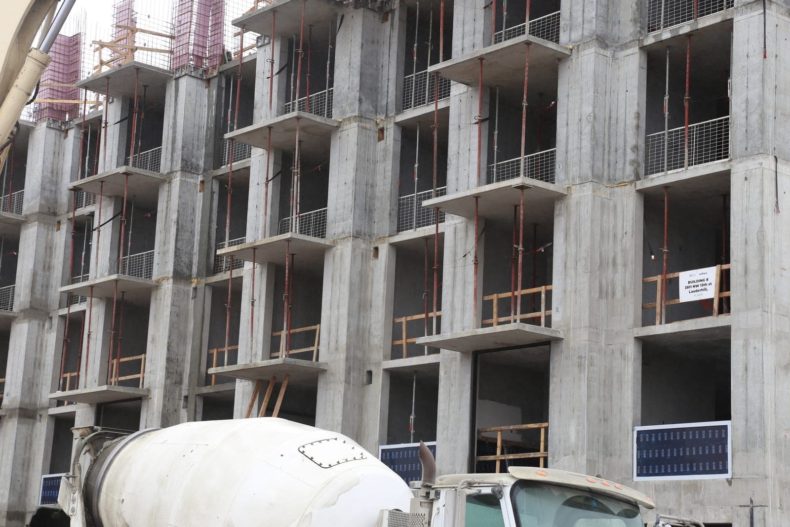 Multi-story concrete building under construction at 3811 NW 13th Street